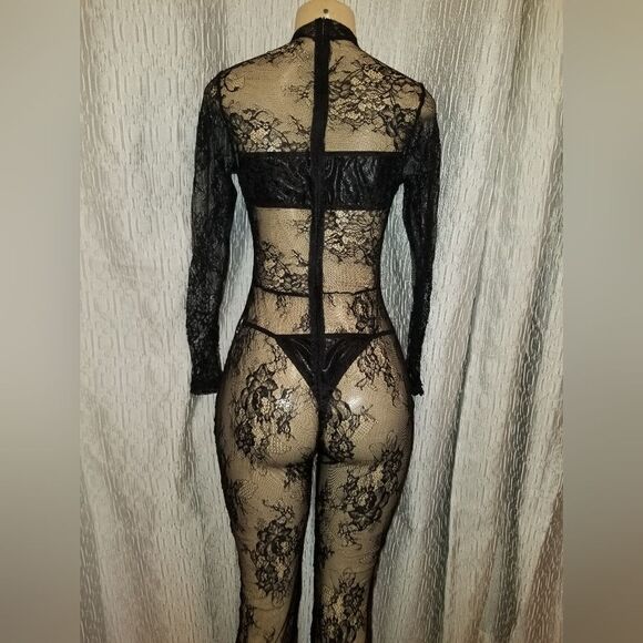 Long Sleeve Mesh Sheer See Through Jumpsuit medium - Picture 5 of 13